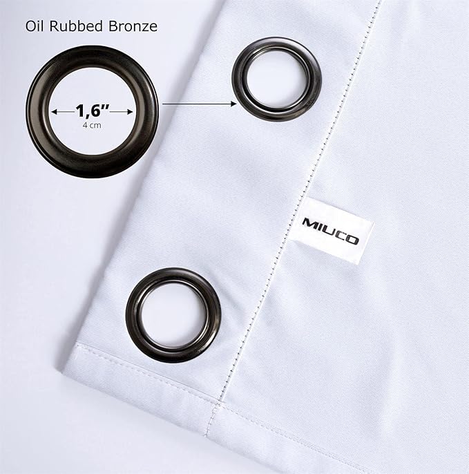 MIUCO 1 Pair Thermal Insulated Grommet 52-Inch-by-63-Inch Blackout Window Curtain Panels with 2 Tie Backs, Greyish White