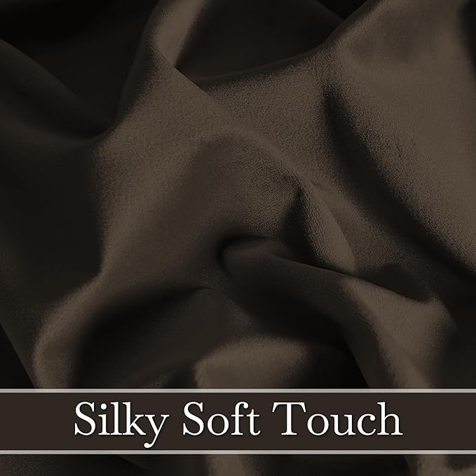 RYB HOME Brown Velvet Curtains 90 inches, Back Tab Soft Fabric Blackout Thermal Insulated Luxurious Home Decor Curtains for Living Room Bedroom, W 52" x L 90", 2 Panels Set