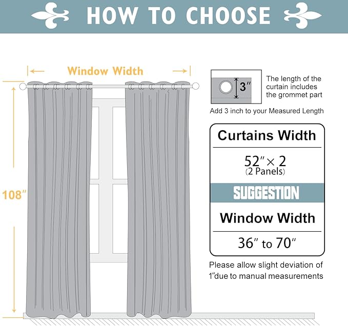 ChrisDowa White 100% Blackout Curtains 108 inch Long for Bedroom with Black Liner, 2 Thick Layers Total Blackout Thermal Insulated Grommet Window Curtains 2 Panels Set (Pure White, 52 x 108 Inch)