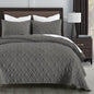 HORIMOTE HOME Quilt Set Queen Size Grey, Classic Geometric Diamond Stitched Pattern, Microfiber Ultra Soft Lightweight Bedspread Coverlet for All Season, 3 Piece Includes 1 Quilt and 2 Shams