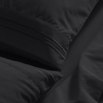 Mellanni California King Sheet Set - 6-Piece Iconic Collection Bedding, (Including 4 Pillowcases), 21-Inch Extra Deep Pocket, Easy Care, Ultra Soft, Cooling Sheets, Brushed Microfiber - Black