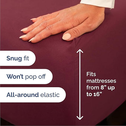 Cal King 6 Piece Sheet Set - Cooling, Comfy & Breathable - Hotel Luxury Bedding, Includes Fitted Sheet for Women, Men, Kids & Teens - 1 Flat, 1 Fitted Sheet, 4 Pillowcases w/Deep Pockets - Burgundy