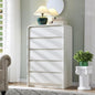 Modern 5 Drawers Dresser for Bedroom, 45" Tall Dressers & Chests of Drawers w/Curved Profile Design, Wood Mid Century Vertical Dresser w/Natural Texture for Bedroom, Living Room, Antique White