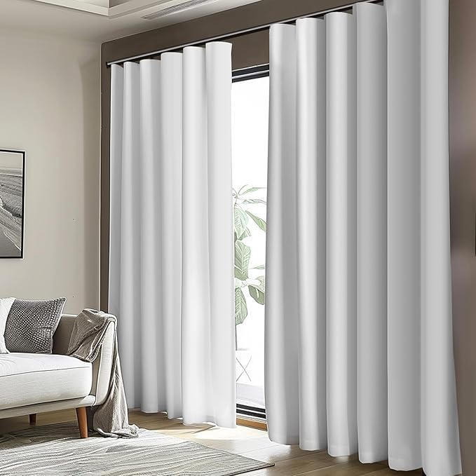Room Divider Blackout Curtain Track Curtains Wall Dividers Panels Screen for Living Rooms Bedroom Office Privacy Partition Separation, W100 × L108 Inch,1 Panel, White