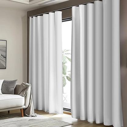 Room Divider Blackout Curtain Track Curtains Wall Dividers Panels Screen for Living Rooms Bedroom Office Privacy Partition Separation, W150 × L108 Inch,1 Panel, White