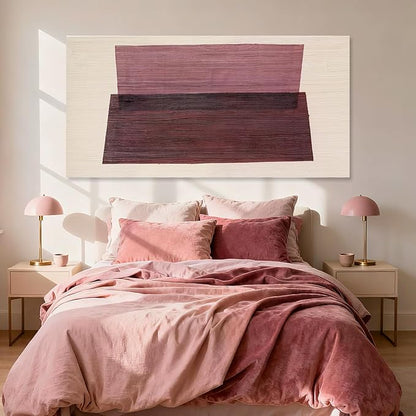 YETHEN WAL Burgundy Abstract Wall Decor Large Hand-Painted Textured Canvas Art Minimalist Painting for Living Room Bedroom Office 24x48 Inch