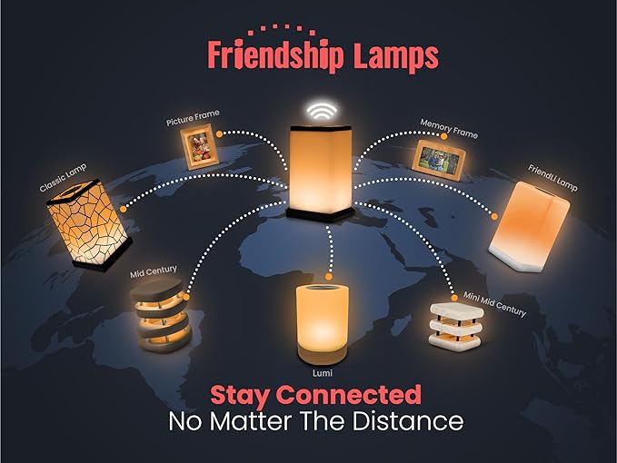 Friendship Lamp® by Filimin Classic - Best Friend Lamps Wi-Fi Touch Lamp LED Light for Long-Distance, Connection, Relationship, Friendship, Gifts, Love, 200+ Colors, App Setup - Set of 3