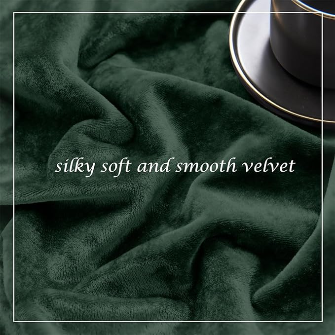 SMILETIME Forest Green Crushed Velvet Curtains 52x90 inch Luxurious Thermal Insulated Soundproof Drapes for Living Room Bedroom Office Soft and Durable Light-Filtering Window Treatments, 2 Panels