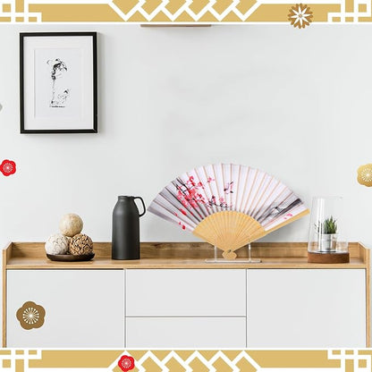 Roowest 8 Pcs Acrylic Fan Display Stand Folding Japanese Chinese Hand Fan Stand Easel Foldable Handheld Display Base Organizer (Clear)