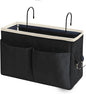 Someteth Bedside Caddy Bedside Hanging Storage Basket Multi-Function Organizer Caddy for Bunk and Hospital Beds Dorm Rooms Bed Rails, Can be Placed Glasses Books Mobile Phones（Black）
