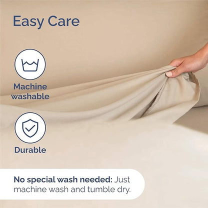 Split King 7 Piece Sheet Set - Cooling & Breathable - Hotel Luxury Bedding - Includes Fitted Sheets for Women, Men, Kids and Teens - 1 Flat, 2 Fitted Sheets, 4 Pillowcases with Deep Pockets - Cream
