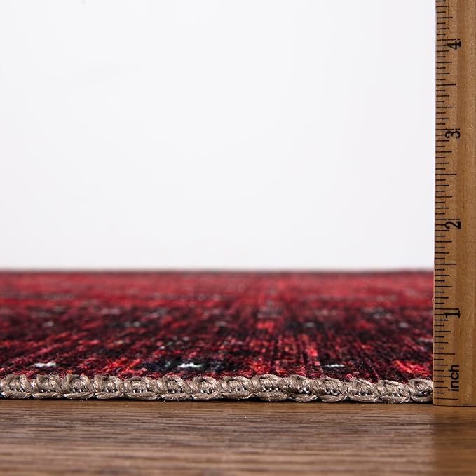 Keen Home Design 8x10 Rug - Machine Washable Area Rug with Non-Slip Backing, Ideal for Living Room, Dining Room, Bedroom - Vintage, Easy Clean, Durable, Low Pile Rug - (8' x 10')
