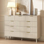 CARPETNAL Fluted 9 Drawer Dresser for Bedroom, 55" Wide Wooden Chest of Drawers with Rounded Corners, Gold Handles, Modern Storage Organizer for Bedroom, Hallway (Beige)