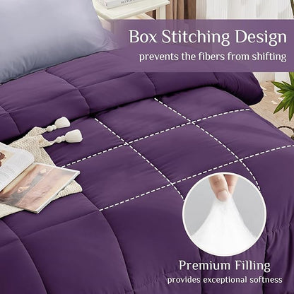 JOLLYVOGUE California King Comforter Set, Ultra-Soft Bed in a Bag Cal King Size 7 Pieces, Oeko-TEX Certified Bedding Set With Down Alternative Comforter, Sheets, Pillowcases & Shams, Purple & Lavender