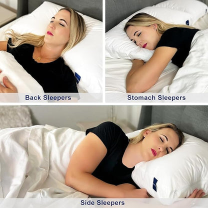 ACCURATEX Hybrid Pillow for Sleeping, Adjustable Shredded Memory Foam Pillow Core with Fluffy Down Alternative Fill Removable Cotton Cover,for Side,Back,Stomach Sleepers,Queen Size