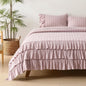 HORIMOTE HOME Dusty Pink Ruffled Quilt Set King Size, Classic Geometric Square Stitched Pattern, Pre-Washed Farmhouse Shabby Chic Microfiber Lightweight Bedding Set Bedspread Coverlet for All Season