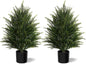 Mavis's Diary Artificial Topiary Ball Tree, Indoor Realistic Faux Boxwood Bush Potted Plants, Outdoor Fake Shrubs Cedar Evergreen Plants for Home Living Room Front Porch Decor (2, 2ft)