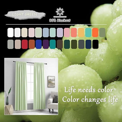 Light Lime Green Pretty Window Treatment Curtain Panels - 63 Inches Long Thermal Insulated Room Darkening Rod Pocket Drapes for Dining Room (2 Panels,52 x 63 Inch Length)