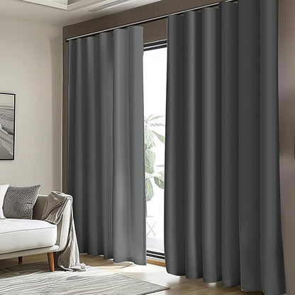 Room Divider Blackout Curtain Track Curtains Wall Dividers Panels Screen for Living Rooms Bedroom Office Privacy Partition Separation, W150 × L108 Inch,1 Panel, Grey