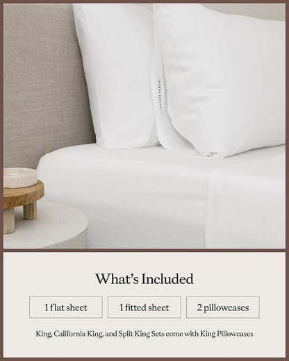Cozy Earth Luxury Bed Sheet Set - 100% Viscose from Bamboo Fabric, Ultra-Soft & Breathable, Fits Regular & Deep Pocket Mattresses up to 20" - 4 Pieces Queen Sheet Set White