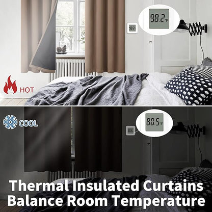 BGment 100% Blackout Curtains for Bedroom Window 84 Inch Length 2 Panels Set, Thermal Insulated Full Light Blocking Grommet Drapes for Living Room Darkening with Black Liner, 52 Inch Wide Each, Taupe