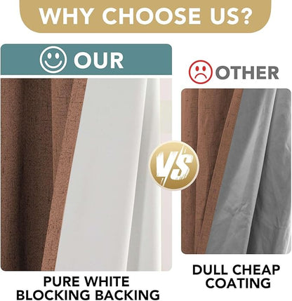 H.VERSAILTEX 100% Blackout Curtains for Bedroom Thermal Insulated Linen Textured Curtains Heat and Full Light Blocking Drapes Living Room Curtains 2 Panel Sets, Washed Spice, 52x45 Inch