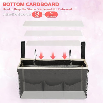 Loghot Bedside Caddy/Bedside Storage Bag Hanging Organizer for Bunk and Hospital Beds,Dorm Rooms Bed Rails,Can be Placed Glasses,Books,Mobile Phones,Keys (New Black)