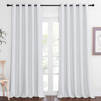 NICETOWN Room Divider Curtain 110 inches Long, Grommet Room Darkening Curtain Thermal Window Treatment Sound Dampening for Sliding Glass Door, Greyish White, W66 x L110, 1 Panel