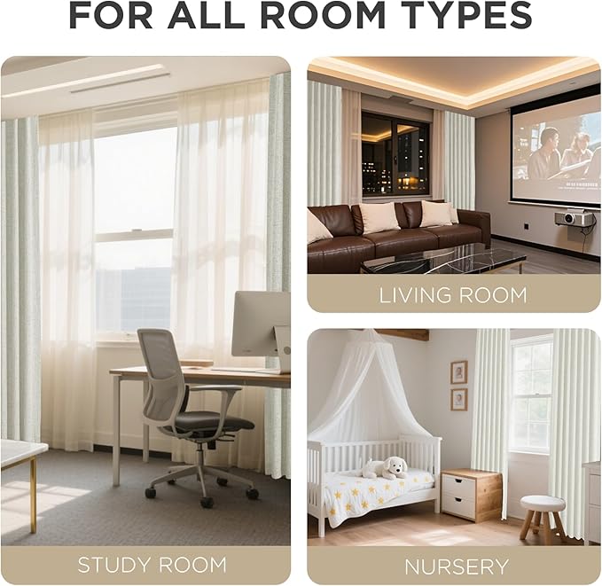 Joydeco Blackout Curtains for Bedroom - 100% Light Blocking 2 Panels Light Beige Drapes 66"W x 90"L, Thermal Insulated Room Darkening Curtains, Linen Textured for Living Room, Rod Pocket & Back Tabs