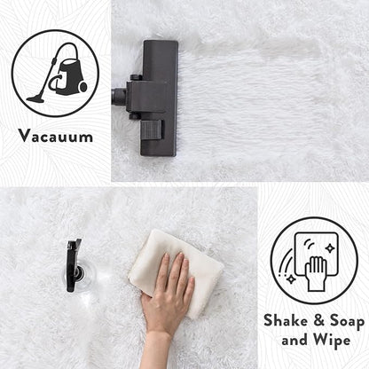 9x12 Large White Fluffy Area Rugs for Living Room, Soft Big Plush Shag Rug for Bedroom, Cozy Fuzzy Shaggy Rugs for Nursery Kids Girls Boys Room, Dorm, Home Decor, Non-Slip Modern Indoor Floor Carpet