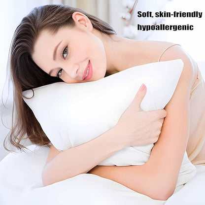 Medium Support Bed Pillows Queen Size Set of 4 Pack for Sleeping 20"x30", Hypoallergenic Skin Friendly Down Alternative Filling for Side Stomach Back Sleeper Machine Washable
