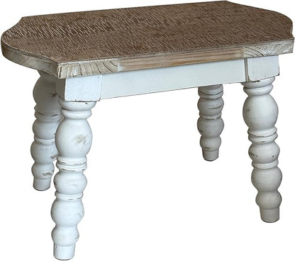 dwellington Wooden Bathroom Farmhouse Step Stool, Wood Foot Stool for Adults Kids, Bedside Step Plant Stand for Kitchen