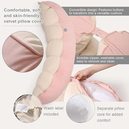 Peallow(Pat. Pend) – Long Round Body Pillow for Adults, Bolster Pillow for Sleeping, Soft and Supportive Pillow for Sleeping & Lumbar Support