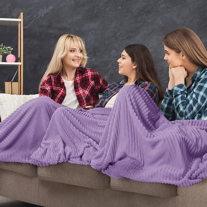 Buryeah 12 Pcs Flannel Throw Blanket Bulk 50 x 60 in Sleepover Blanket Outdoor Wedding Throw Lightweight, Oeko-tex Standard 100 Certified for Sofa Homeless Gifts (Pale Purple)