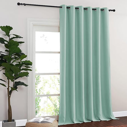NICETOWN Blackout Curtains & Drapes - Privacy Thermal Efficiency Backdrop Curtains for Bedroom Room Divider Living Room Patio Sliding Glass Door, Wide 80 x Long 144 inch, Aqua Blue, 1 Panel