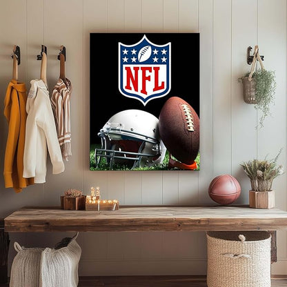 B.B.F MAKE American Football Canvas Wall Art Super Champions Bowl Poster Rugby Oil Painting Canvas Wall Decor Sports Picture Boys Gift Modern Bedroom Living Room Dorm Home Decoration, Framed 8x10inch