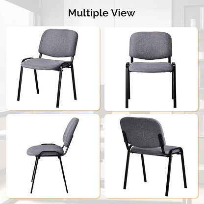 VINGLI Waiting Room Stacking Chairs, 10-Pack Fabric Church Conference Stackable Chair Set, for Office Guest & Reception Meeting Rooms, Lobby, Simple&Space-Saving, Fabric-Grey