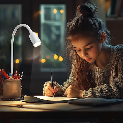 LED Reading Lights for Bed Headboard, Clip on Spotlight Lamp for Desk, Dorm Bed, Dimmable USB Clamp Book Light with Flexible Gooseneck, Change Color Temperature 3000/4000/6000K