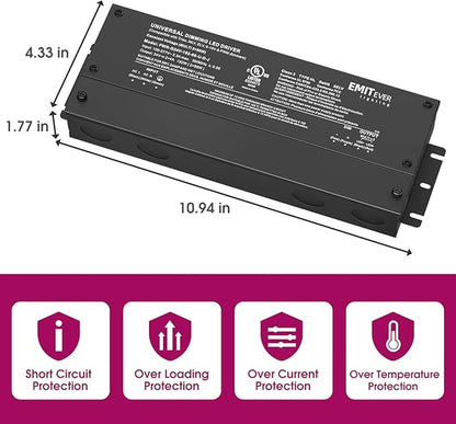 EMITEVER 192W Dimmable LED Driver, 24V 5-in-1 Dimmable Power Supply,2-Channels AC to DC Transformer for LED Light, Compatible with Lutron and Leviton Dimmer, Waterproof IP67 and UL Listed, Class 2