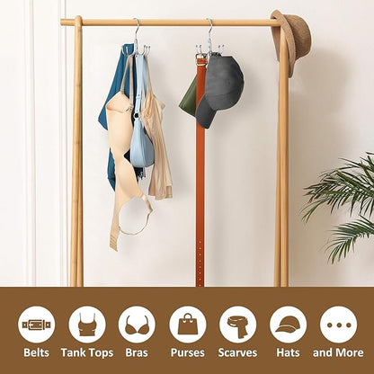 ZEDODIER Space Saving Hangers for Clothes,Rotatable Sturdy Shirt Hangers with 8 Hooks, Non Slip Multiple Shirt Organizer for T-Shirts Sweatshirts Hoodies, Silver