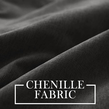 Macochico 52" Wx108 L 100% Blackout Curtains Extra Long Thermal Insulated Chenille Curtain for Living Room Bedroom Auditorium Home Theater Charcoal Grey Grommet Drapes with Tieback Classic 1 Panel