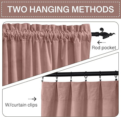 StangH Pink Velvet Curtains for Nursery Bedroom, Room Darkening Privacy Protect Window Treatment Home Decoration for Living Room/Girls Bedroom/Spa/Office, W52 x L84, 2 Panels