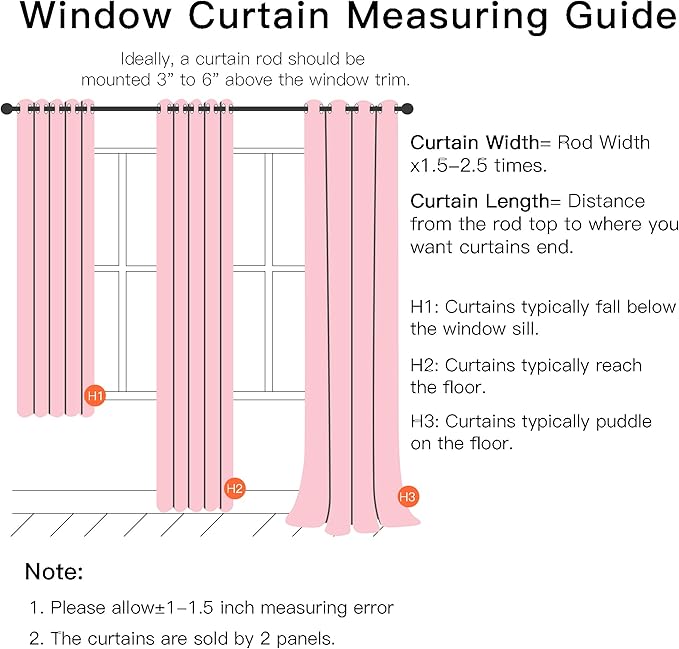 XiDi Pink Curtains for Girls Room, Kids Bedroom Blackout Curtains, Hot Pink Room Darkening Decor, 1 Panel
