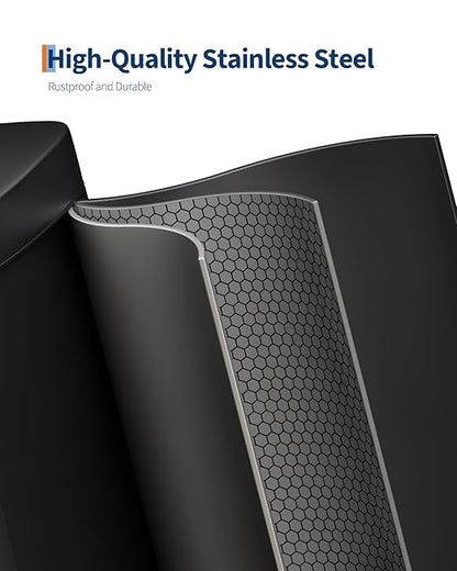 GarveeHome Stainless Steel Kitchen Trash Can, 13 Gal / 50 L Step-On Garbage Bin with Soft Close Lid, Large Rustproof Metal Trash Can for Kitchen, Black