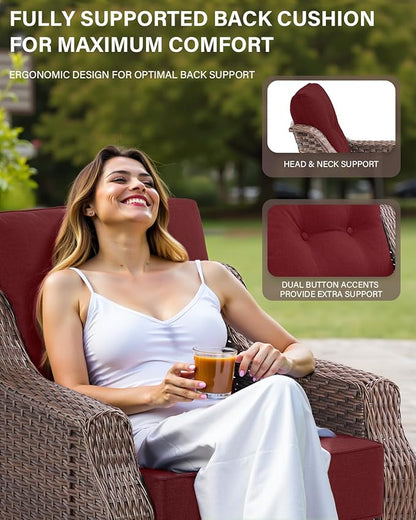 Belord Luxury Patio Furniture Set with Fire Pit Table - Outdoor Swivel Rocker Chairs Set of 4 with 30 inch Propane Fire Table for Patio Conversation and Cozy Outdoor Gatherings
