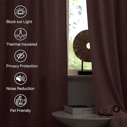 StangH Mauve Rose Velvet Curtains for Bedroom, Nursery Girls Home Decor Room Darkening Thermal Insulated Window Door Panels for All Seasons Living Room, W52 x L90, 2 Panels