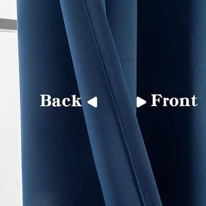 Blackout Curtains 96 Inches Long 2 Panels Set, Navy Blue Curtains Thermal Insulated Room Darkening Drapes for Bedroom, Rod Pocket Light Blocking Drapes Living Room(52W × 96L, Navy Blue)