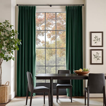Lazzzy Velvet Blackout Curtains Thermal Insulated Room Window Drapes Super Soft Luxury Curtains for Living Room Bedroom Rod Pocket 2 Panels, Emerald Green, 42" W x 84" L
