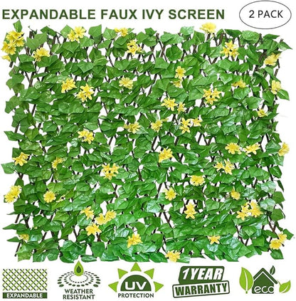 Sumery Expandable Fence Privacy Screen for Balcony Patio Outdoor,Decorative Faux Ivy Fencing Panel,Artificial Hedges (Single Sided Leaves)