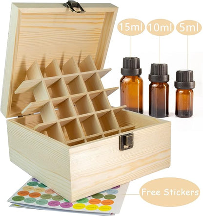 Essential Oil Storage Box Wooden Essential Oils Display Organizer Stand Holder for 15 ml Bottles Nail Polish Collection. 25 slots (Type A)
